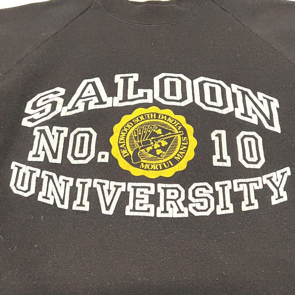 VTG Saloon University No 10 Deadwood South Dakota Mortui Manus Sweatshirt Fits M - Picture 2 of 7